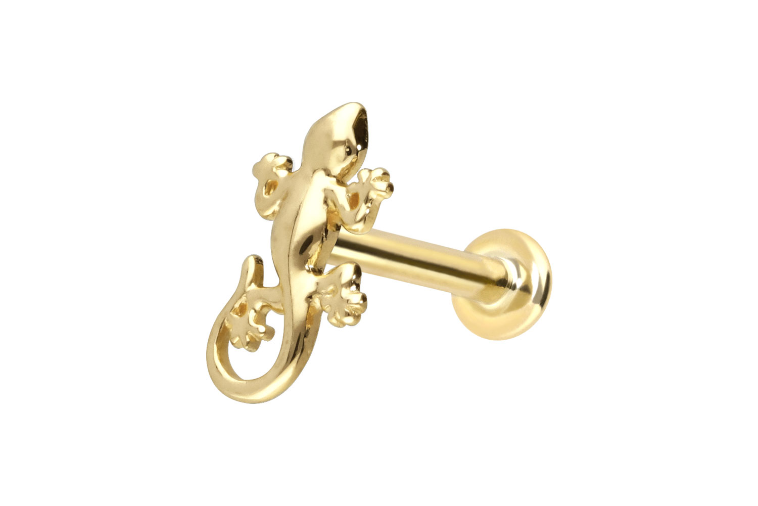 14 Karat Gold Labret Piercing mit Push Fit GECKO